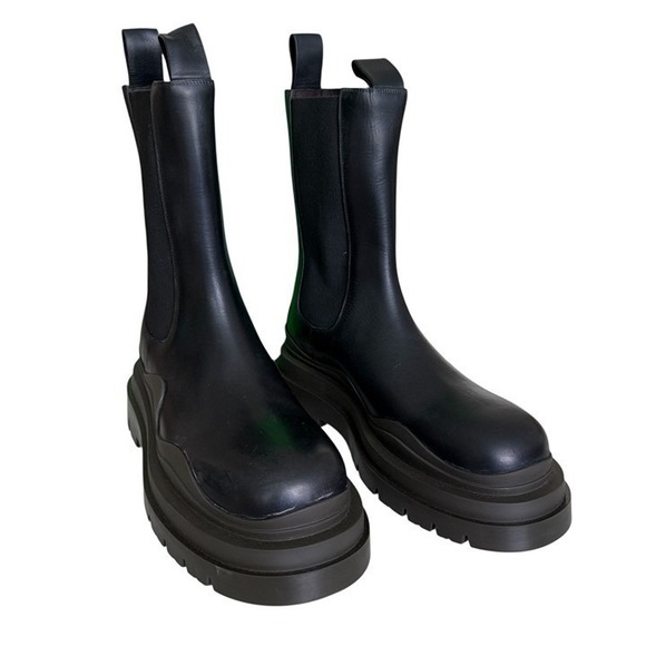 Bottega Veneta Other - Bottega Veneta Military Calf Black Leather Brown & Black Tire Boot 630284 (44)
